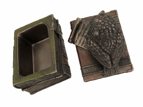 Decorative box shaped like a book with an owl lid