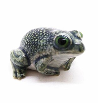 WitnyStore 1¾" Long Green Toad Ceramic Figurine