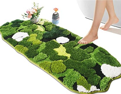 Cute Green Moss Bathroom Runner Rug