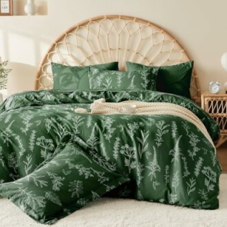 MUXHOMO Dark Green Bed in a Bag Queen 7 Pieces