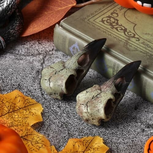 Decorative skull claws on a Halloween-themed background