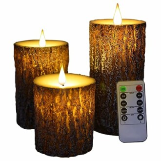 Pine Bark Flameless Candles