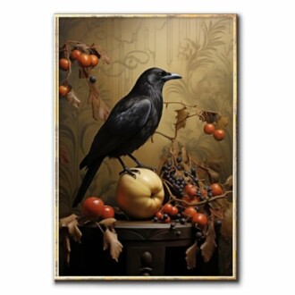 Vintage Gothic Canvas Wall Art Black Crow