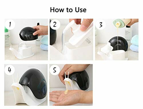 Instructions for using a snail-shaped skincare dispenser.