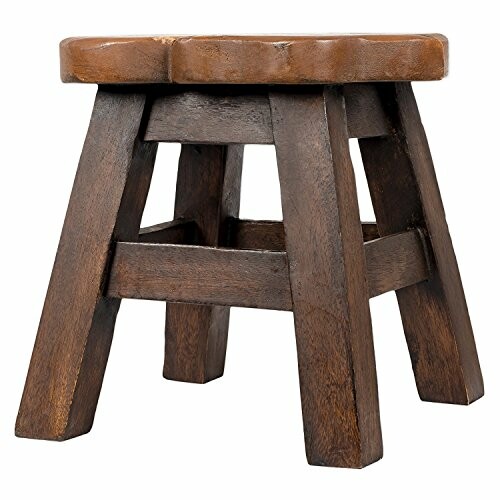 Rustic wooden stool with short legs.