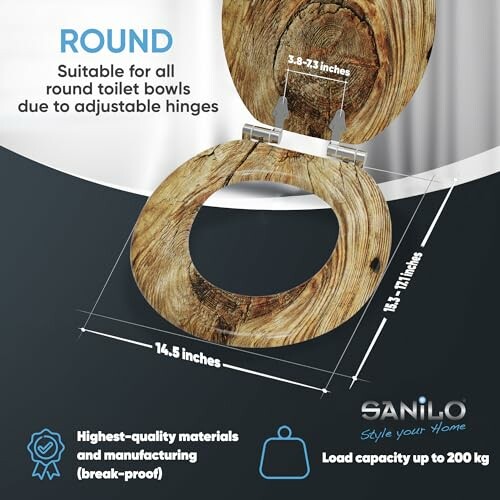 Wooden Toilet Seat with Dimensions and Features